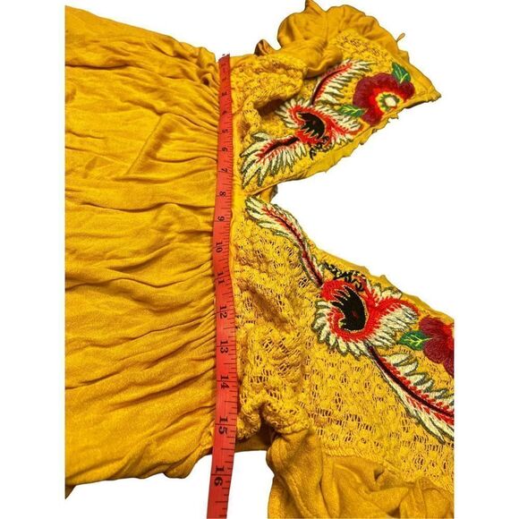 FREE PEOPLE Womens Top Fiesta Nueva Relaxed Marigold Yellow Size XS boho hippie - Picture 7 of 11